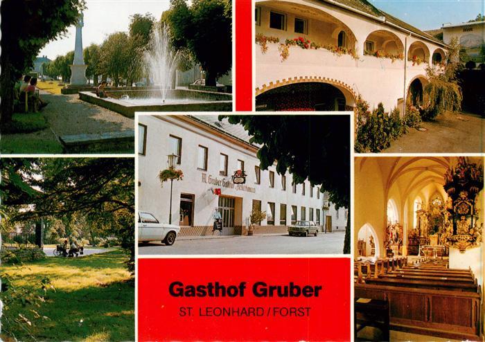 St Leonhard Forst Niederoesterreich Gasthof Pension Gruber Park Fontaene Kirche
