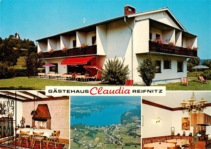 Reifnitz Woerthersee Gaestehaus Claudia Kaminzimmer Fliegeraufnahme Gastraum