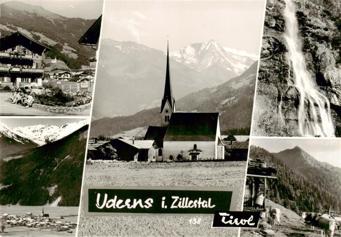 Uderns Teilansichten Kirche Wasserfall