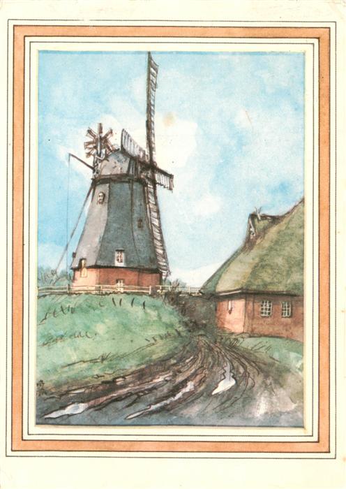 Kollmar Holstein Windmuehle Aquarell