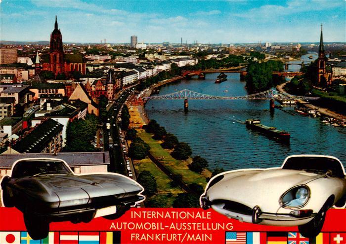 Frankfurt Main Mainufer mit Dom und Eiserner Steg