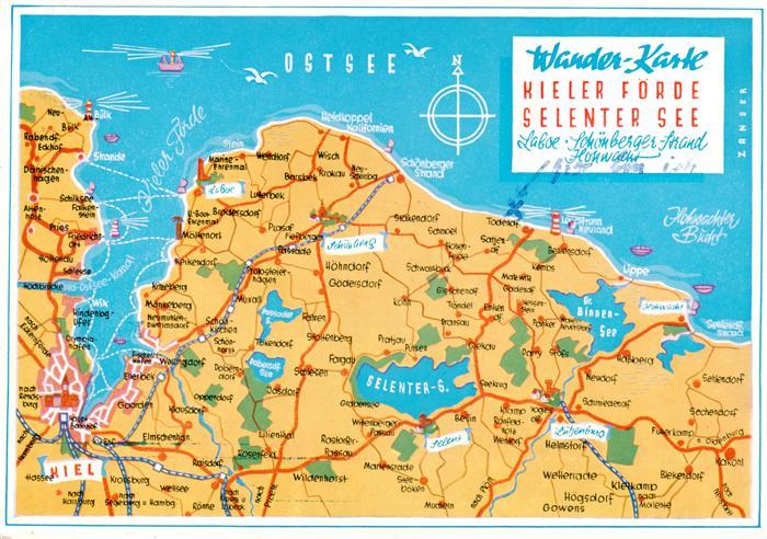 KIEL  CITY Wanderkarte Kieler Foerde mit Selenter See
