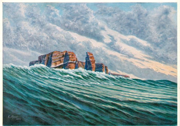 HELGOLAND Insel Schleswig-Holstein Sturmduenung Kuenstlerkarte