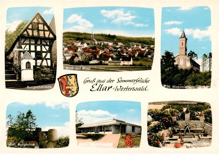 Ellar Limburg Lahn Burgschmiede Blick auf Ellar St Maximus Burgruine Kath Kinder