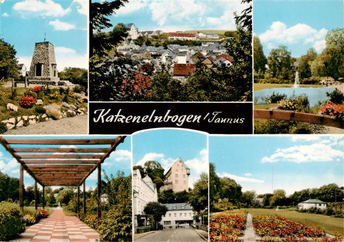 Katzenelnbogen Denkmal Panorama Teich Teilansichten Park