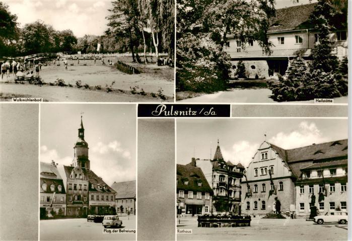 Pulsnitz Sachsen Walkmuehlenbad Heilstaette Platz der Befreiung Rathaus