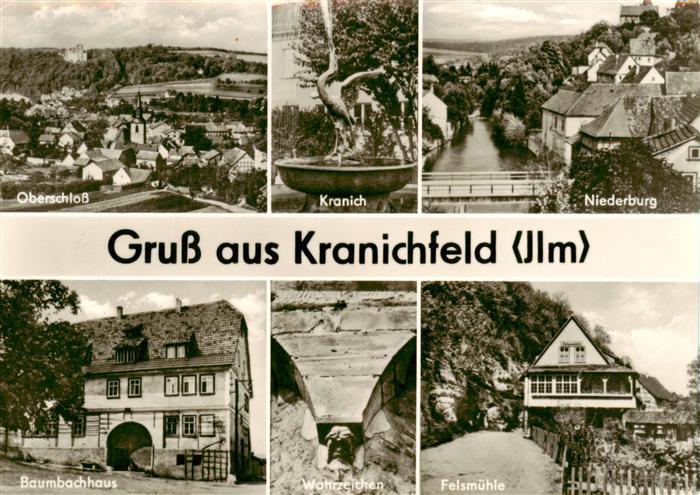 Kranichfeld Oberschloss Kranich Niederburg Baumbachhaus Wahrzeichen Felsmuehle