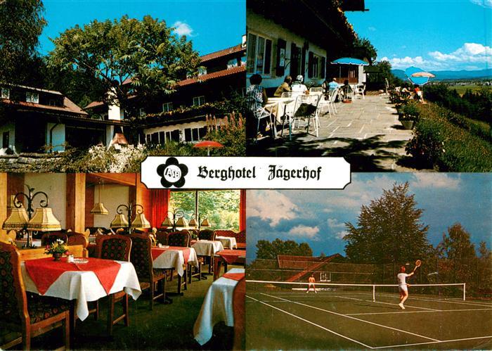 Isny Allgaeu Berghotel Jaegerhof Gaststube Terrasse Tennisplatz