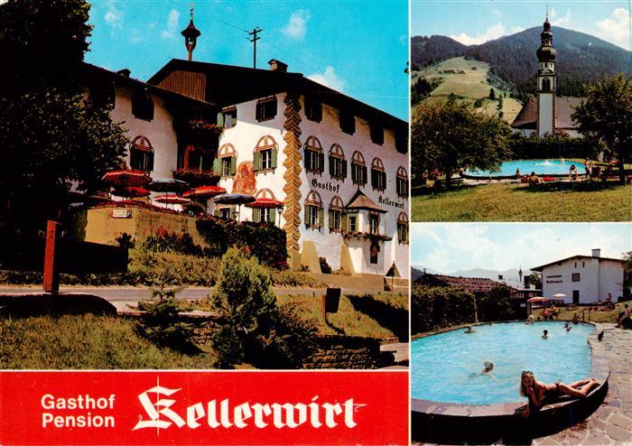 Oberau  Wildschoenau Tirol AT Gasthof Pension Kellerwirt Kirche Swimmingpool