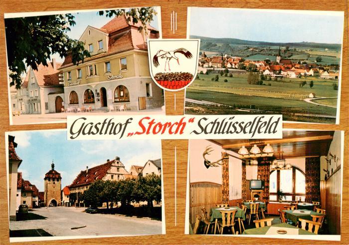 Schluesselfeld Gasthof Storch Gastraum Panorama Ortspartie