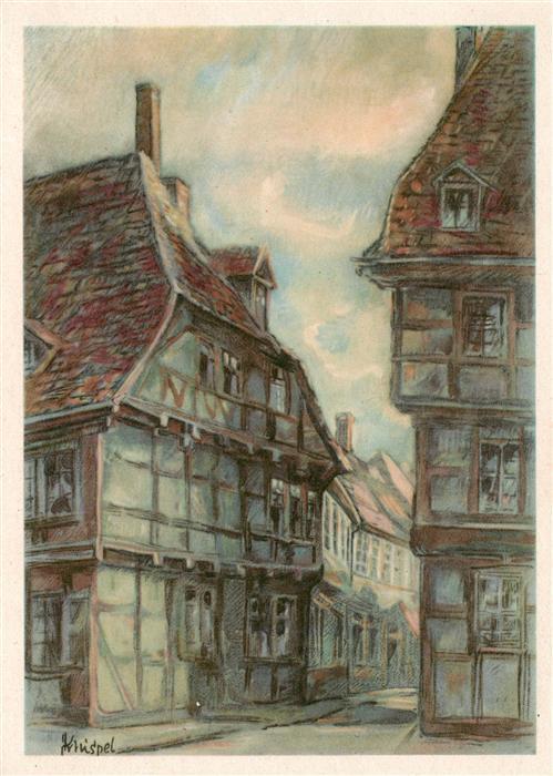 Alt Halberstadt Knispel Ochsenkopfstrasse Kuenstlerkarte