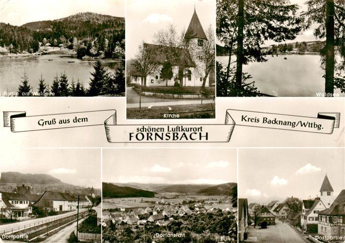 Fornsbach Murrhardt Partie am Waldsee Kirche Waldsee Dorfpartien Panorama
