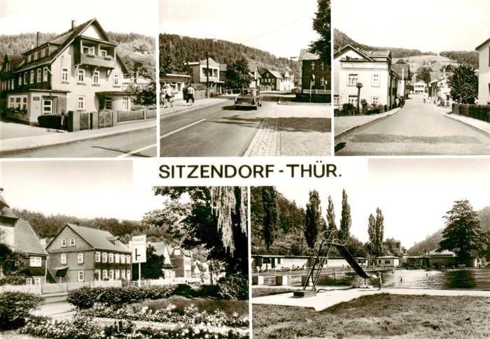 Sitzendorf  Thueringen Ferienheim Max Heinze Hauptstrasse Blick von der Schwarza