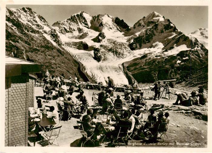 Fuorcla-Surlej GR Berghaus Fuorcla Surlej mit Berninagruppe Terrasse