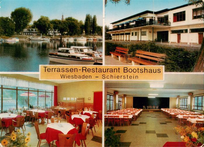 Schierstein Wiesbaden Terrassen Restaurant Bootshaus Gastraeume Bootsliegeplatz