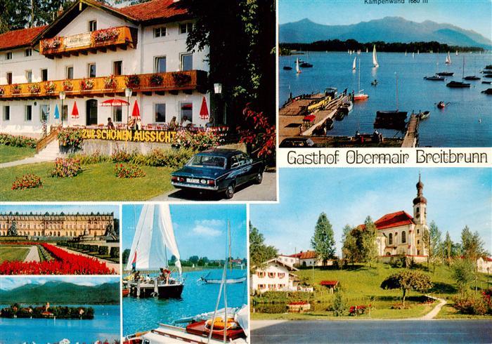 Breitbrunn Chiemsee Gasthof Pension Zur schoenen Aussicht Alpenpanorama Schloss