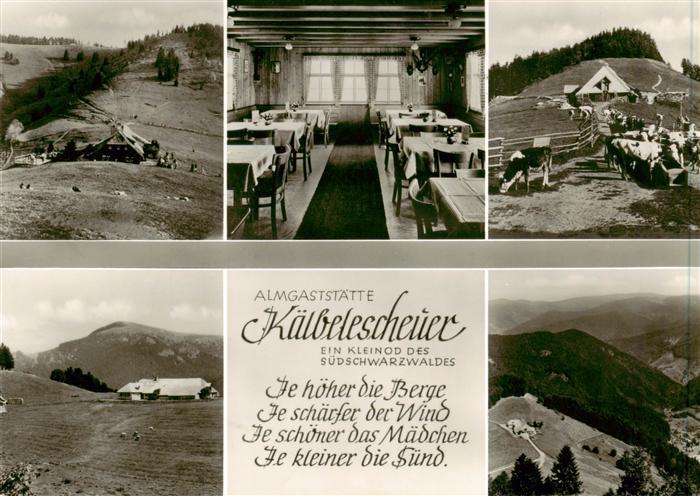 Muenstertal  Schwarzwald Almgaststaette Kaelbelescheuer Gastraum Panorama