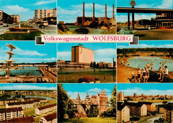 Wolfsburg VW Stadt Teilansichten Schwimmbad Schloss Siedlung