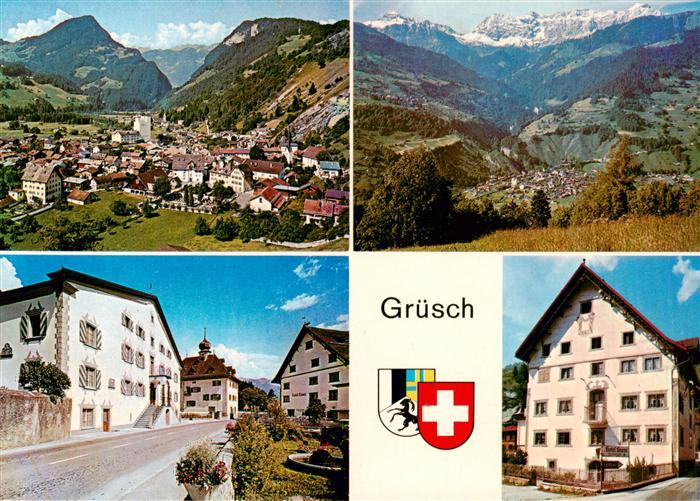 Gruesch GR mit Klus und Graue Hoerner mit Schesalana Rosengarten Pfarrhaus Hotel
