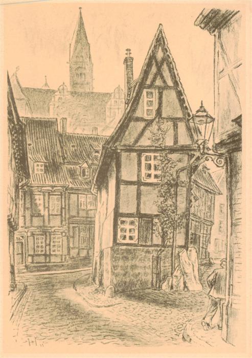 Alt Quedlinburg Am Finkenherd Kreidezeichnung