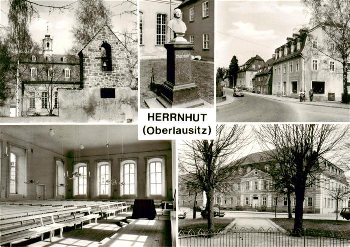 Herrnhut Kirchensaal und Glockenstuhl Zinzendorfdenkmal Comeniusstrasse Kirchens