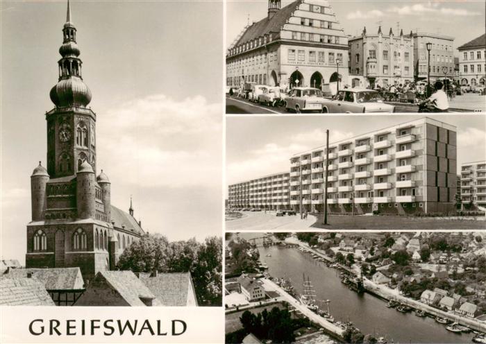Greifswald Kirche Ortspartien Kanal Wohnblock
