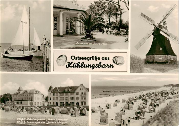 Kuehlungsborn Ostseebad Segeln Lesehalle im Kurgarten Windmuehle FDGB Erholungsh