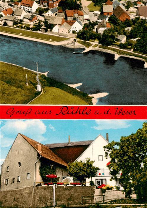 Ruehle Oberweser Faehre Fliegeraufnahme Pension Faehrhaus Jaeger