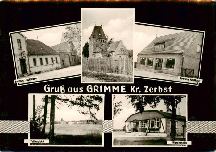 Grimme Zerbst Konsum Gaststaette Konsum Kaufhaus Teilansicht Wanderheim Kirche