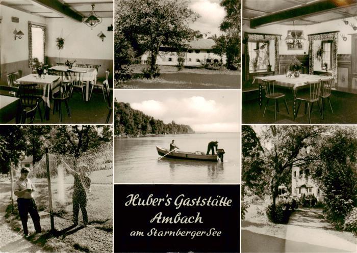 Ambach Starnbergersee Hubers Gaststaette Gastraeume Fischer Bootspartie Park