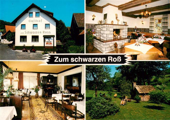 Bad Brueckenau Gasthof Pension zum Schwarzen Ross Gaststube Kaminzimmer Garten