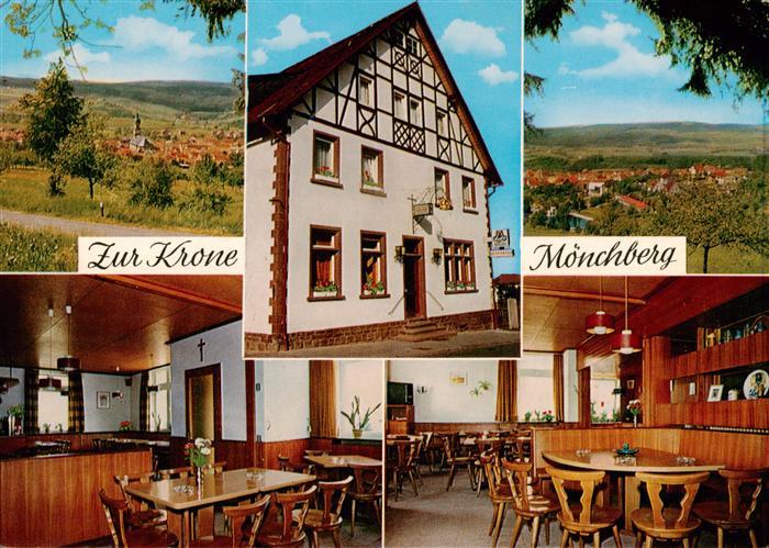 Moenchberg  Spessart Gasthaus Zur Krone Gastraeume Panorama