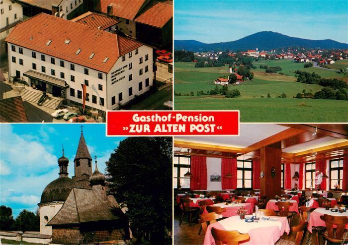 Bischofsmais Gasthof Pension Zur Alten Post Panorama Kirche Gastraum