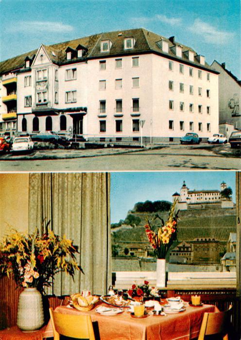 Wuerzburg Bayern Hotel Restaurant Walfisch Gaststube Burgblick