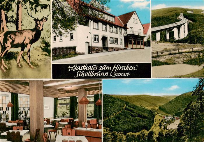 Schollbrunn Spessart Gasthaus zum Hirschen Gastraeume Autobahnbruecke Panorama