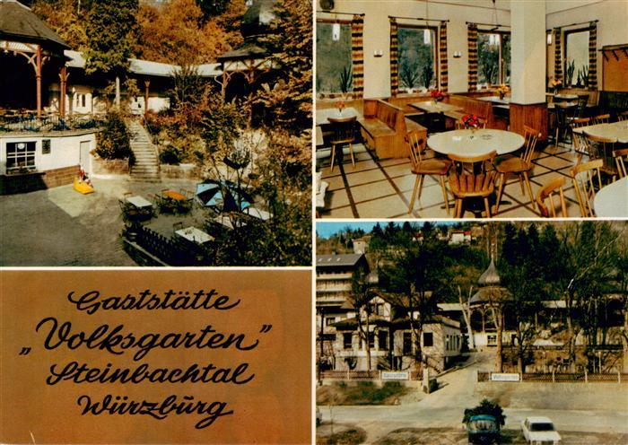 Wuerzburg Bayern Gaststaette Volksgarten Steinbachtal Gaststube Garten