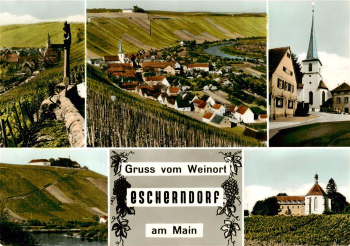 Escherndorf Volkach Panorama Teilansichten Kirchen
