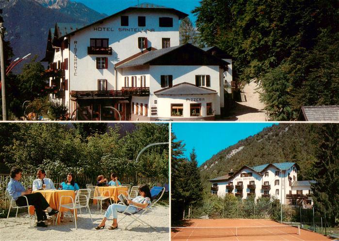 Fai della Paganella IT Hotel Santellina Gartenterrasse Tennisplatz
