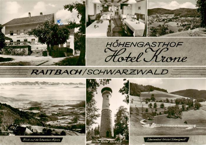 Raitbach Schopfheim Hoehengasthof Hotel Krone Hohe Moehr Aussichtsturm Schwimmba