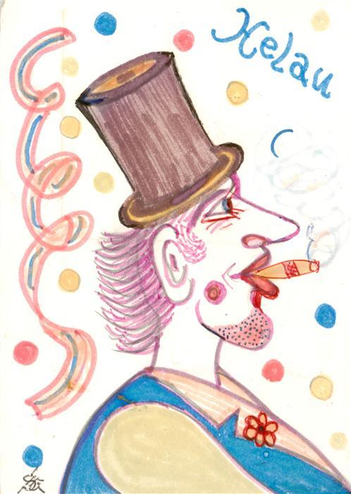 Mainz Rhein Mainzer Fastnacht Clown Kuenstlerkarte