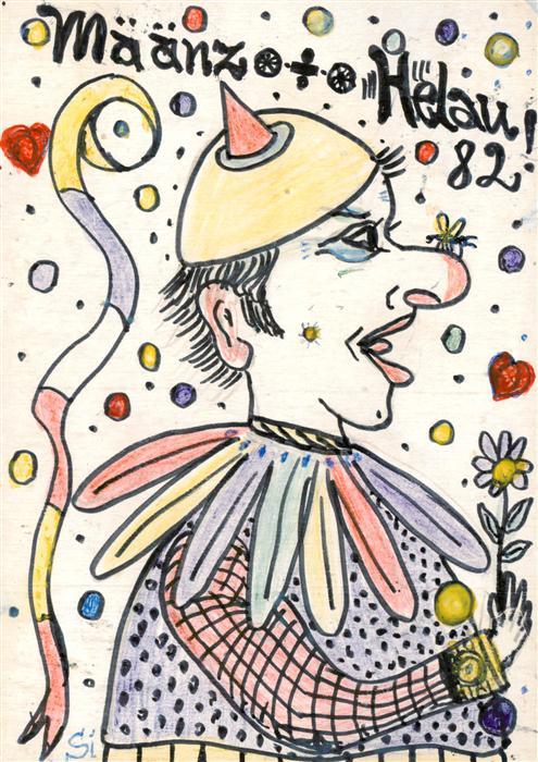 Mainz Rhein Mainzer Fastnacht Clown Kuenstlerkarte