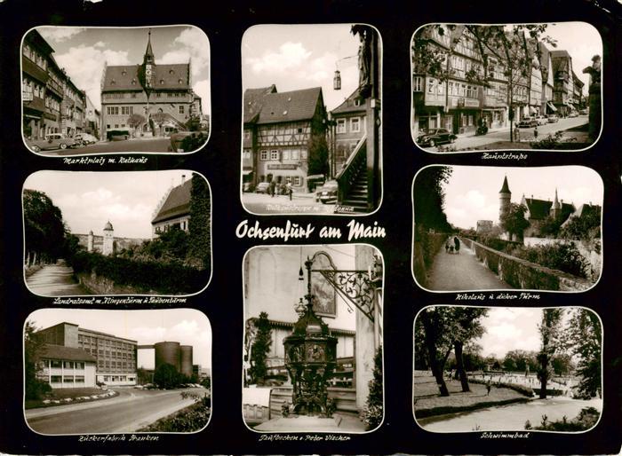 Ochsenfurt Main Marktplatz Rathaus Landratsamt Ningenturm Zuckerfabrik Franken T