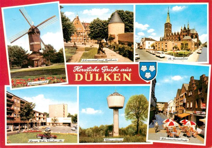 Duelken Narrenmuehle Ehrenmal und Rathaus St Cornelius Lange Ecke Venoer Strasse