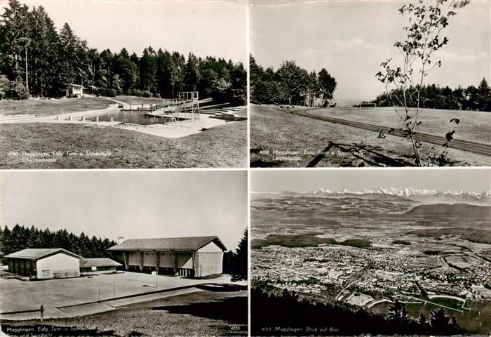 Magglingen Eidg Turn und Sportschule Schwimmbad Sporthalle Laerchenplatz Blick a