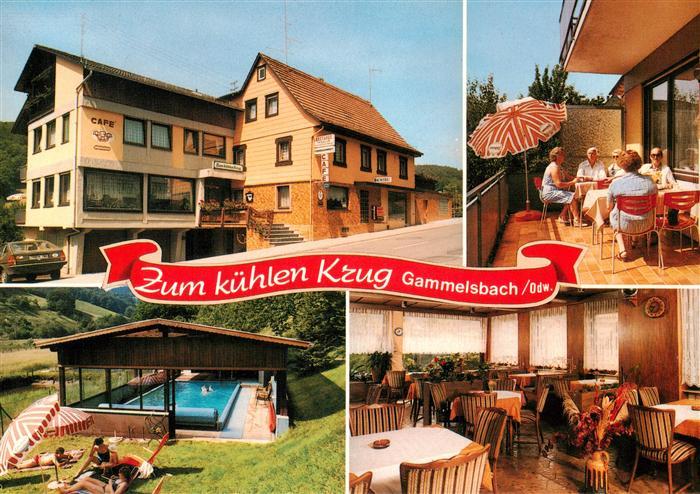 Gammelsbach Gasthaus Zum kuehlen Krug Gastraum Schwimmbad Terrasse