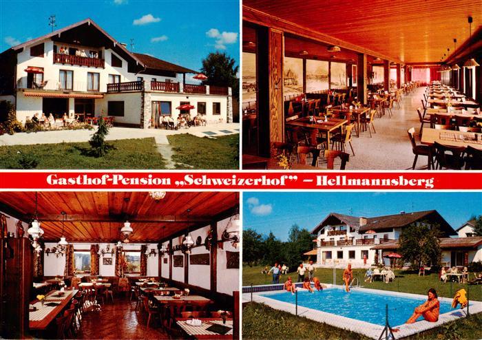 Hellmannsberg Waging See Gasthof Pension Schweizerhof Gastraeume Schwimmbad