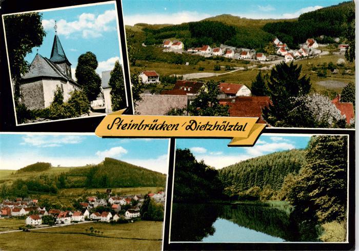 Steinbruecken Dietzhoelztal Kirche Panorama Seepartie
