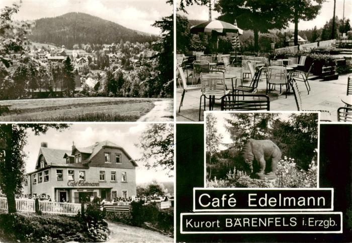 Baerenfels Erzgebirge Altenberg Panorama Cafe Edelmann Terrasse Elefantenskulptu