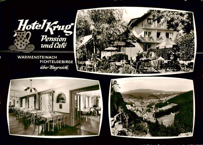 Warmensteinach Hotel Krug Pension Cafe Terrasse Gastraum Panorama