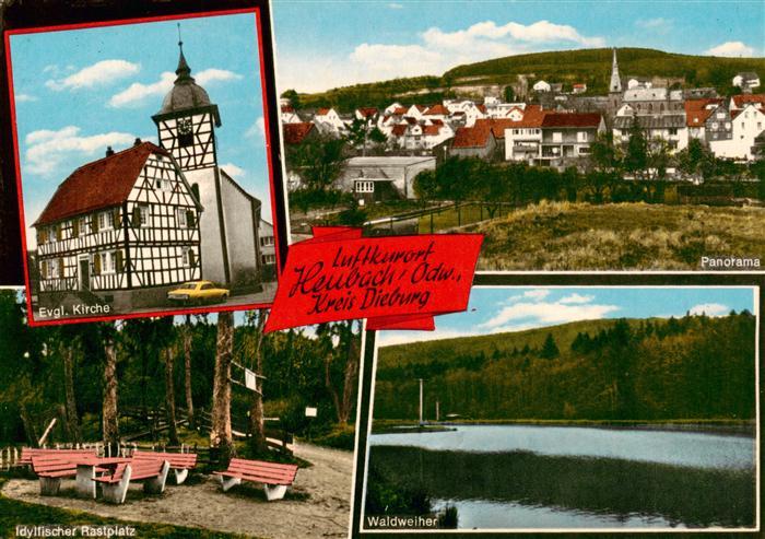 Heubach Odenwald  Ev Kirche Panorama Idyllischer Rastplatz Waldweiher
